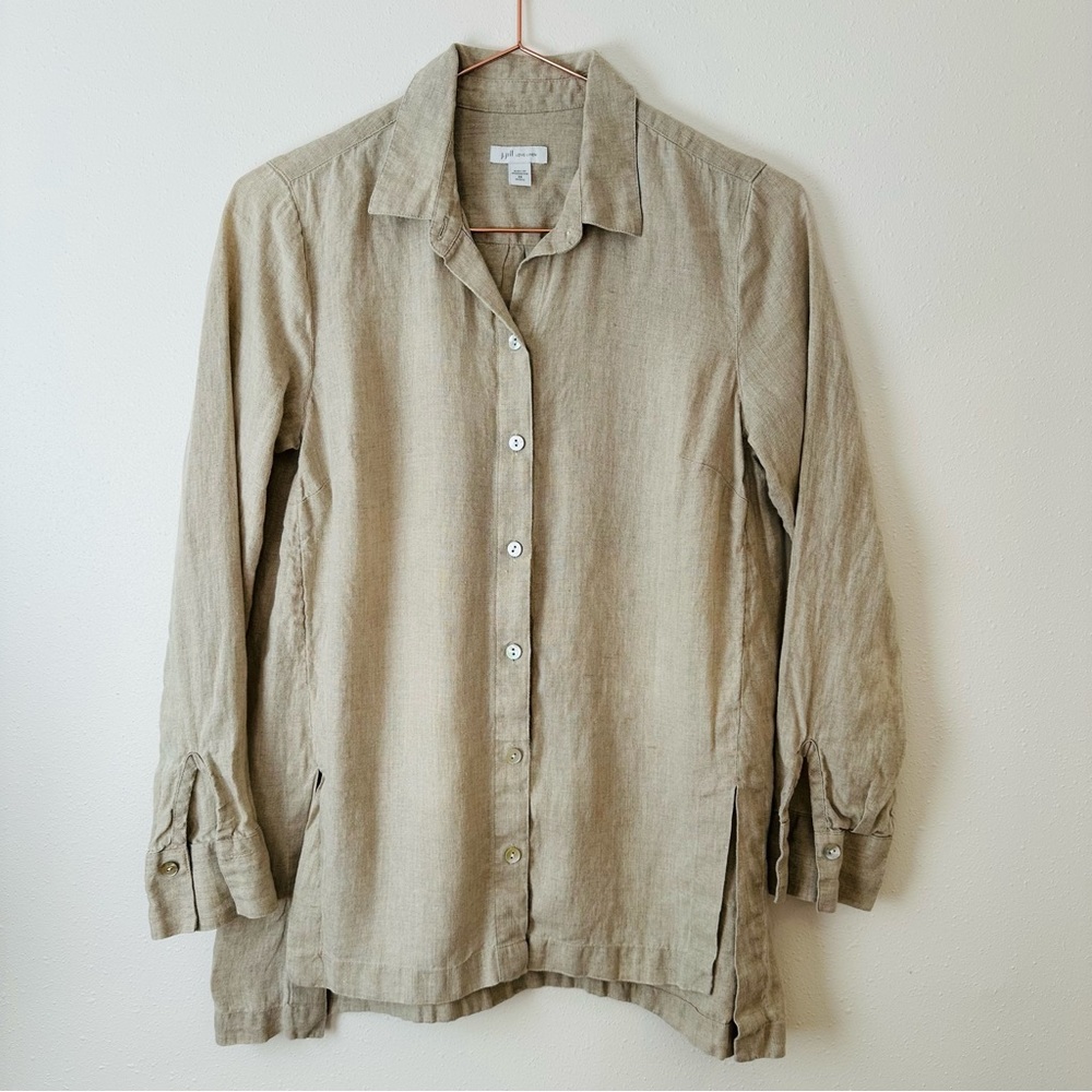 J. Jill Love Linen 100% linen long sleeve button down shirt with side slits - Picture 6 of 9
